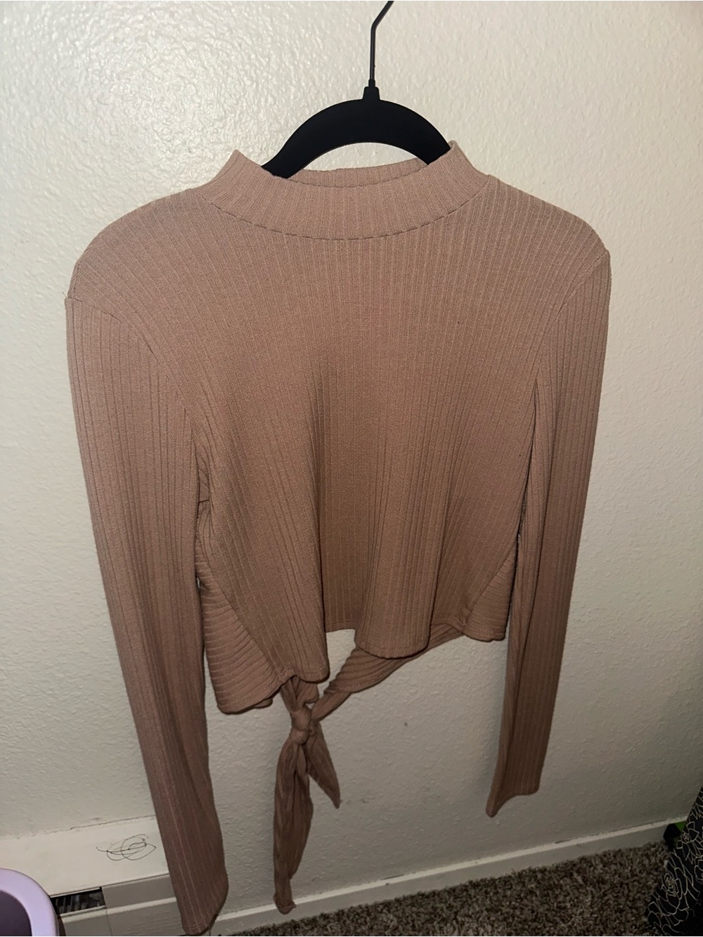 Forever 21 Tan Tie-Back Long Sleeve Top